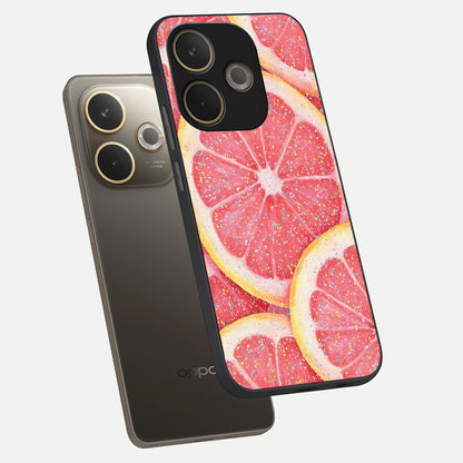  Glitter Grapefruit phone case For Oppo A5 Pro showing premium glass back cover with detailed artwork