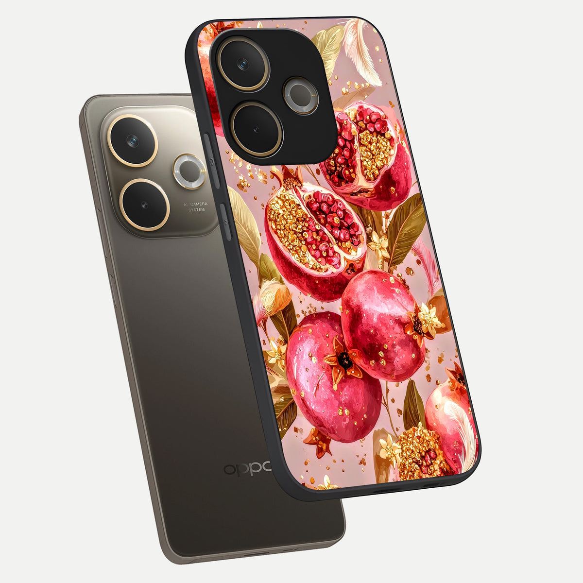  Golden Bloom Glow phone case For Oppo A5 Pro showing premium glass back cover with detailed artwork