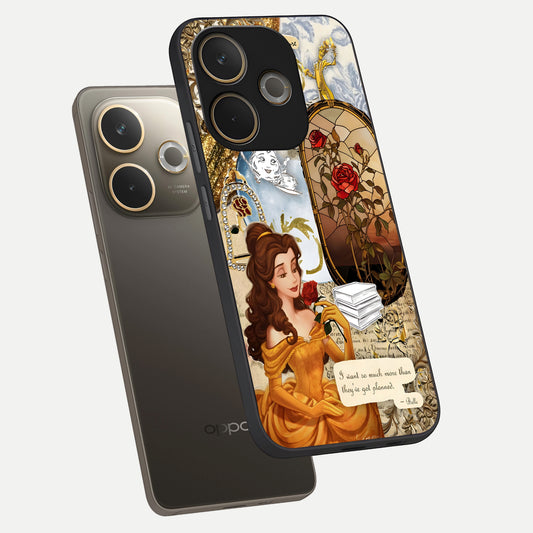  Golden Dream Belle phone case For Oppo A5 Pro showing premium glass back cover with detailed artwork