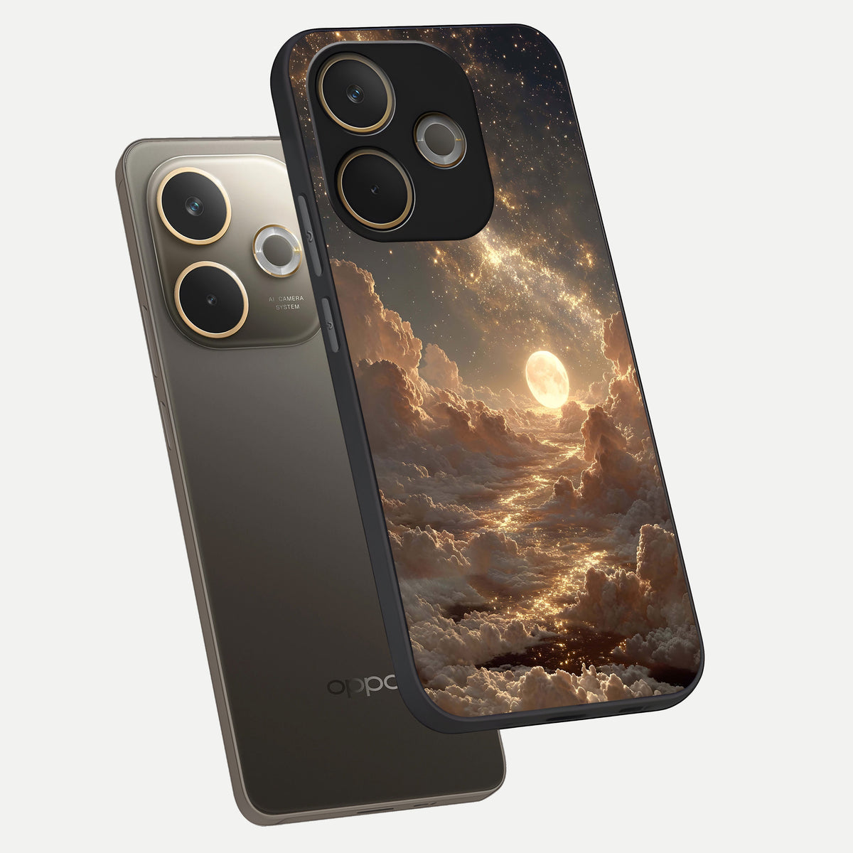  Golden Sky Dream phone case For Oppo A5 Pro showing premium glass back cover with detailed artwork