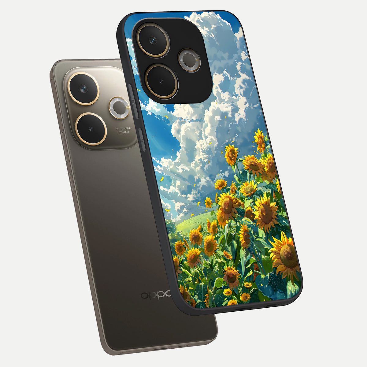  Golden Sun Glory phone case For Oppo A5 Pro showing premium glass back cover with detailed artwork