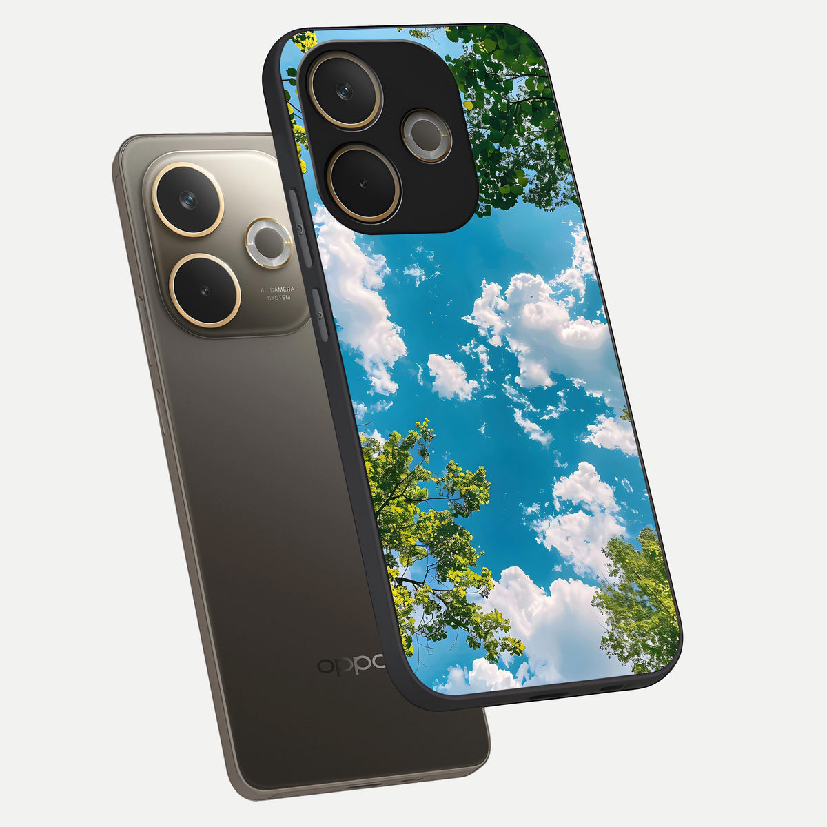  Green Moon Energy phone case For Oppo A5 Pro showing premium glass back cover with detailed artwork