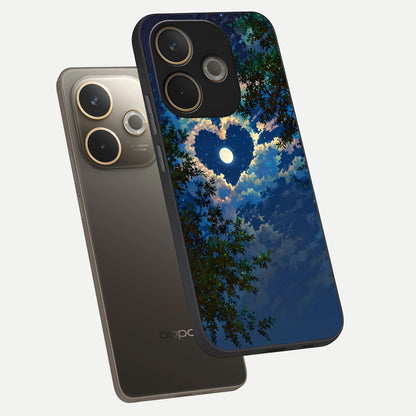 Heart With Moon Sky phone case For Oppo A5 Pro showing premium glass back cover with detailed artwork