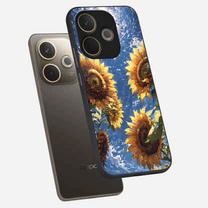  Heavenly Sunflower Rise phone case For Oppo A5 Pro showing premium glass back cover with detailed artwork