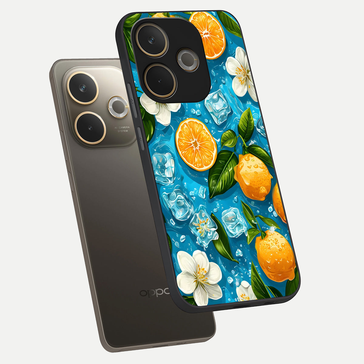  Ice Cube With Orange phone case For Oppo A5 Pro showing premium glass back cover with detailed artwork