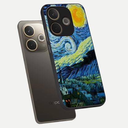  Inspired Van Gogh Art phone case For Oppo A5 Pro showing premium glass back cover with detailed artwork