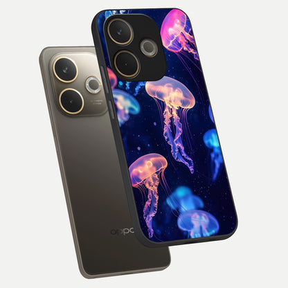  Jellyfish Pattern phone case For Oppo A5 Pro showing premium glass back cover with detailed artwork