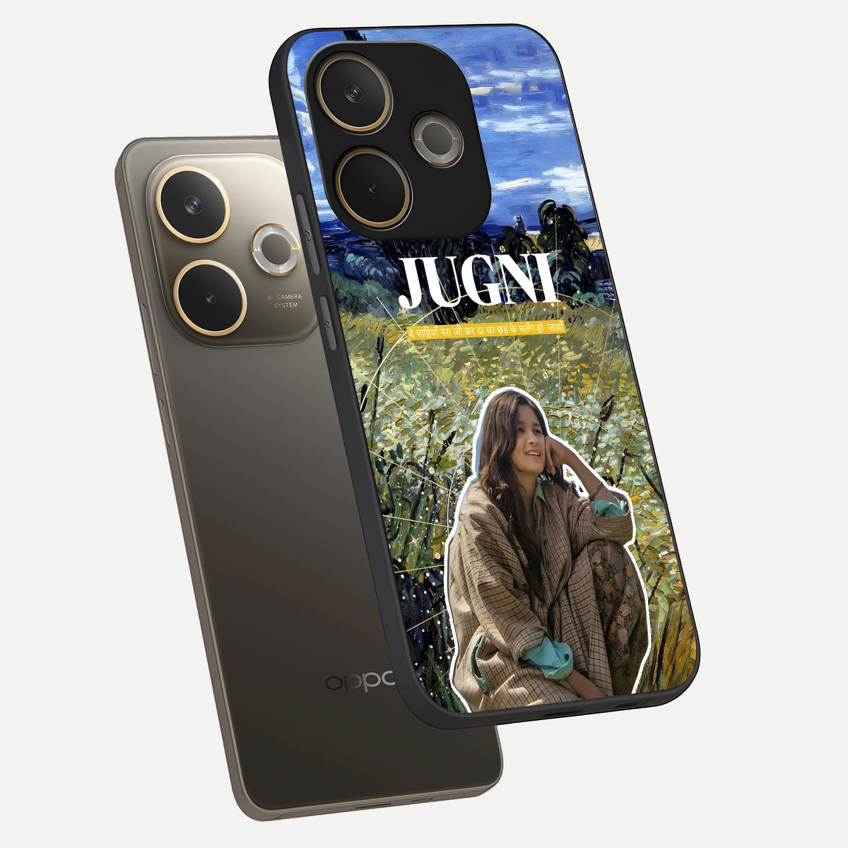  Jugni Soul Vibes phone case For Oppo A5 Pro showing premium glass back cover with detailed artwork