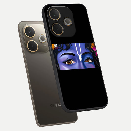 Krishna Eye phone case For Oppo A5 Pro showing premium glass back cover with detailed artwork