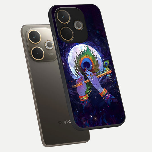  Krishna Hands Art phone case For Oppo A5 Pro showing premium glass back cover with detailed artwork
