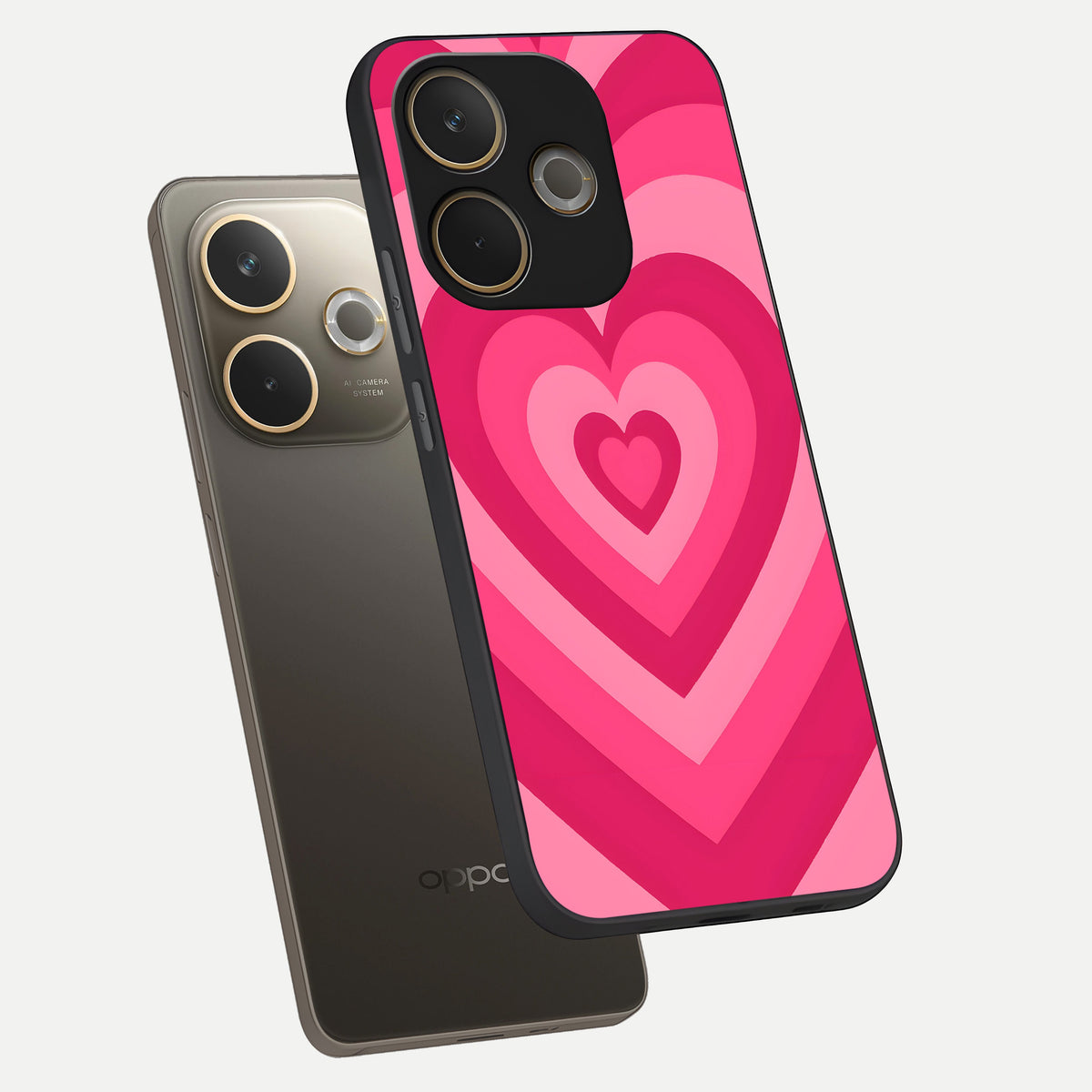  Layered Love Hearts phone case For Oppo A5 Pro showing premium glass back cover with detailed artwork