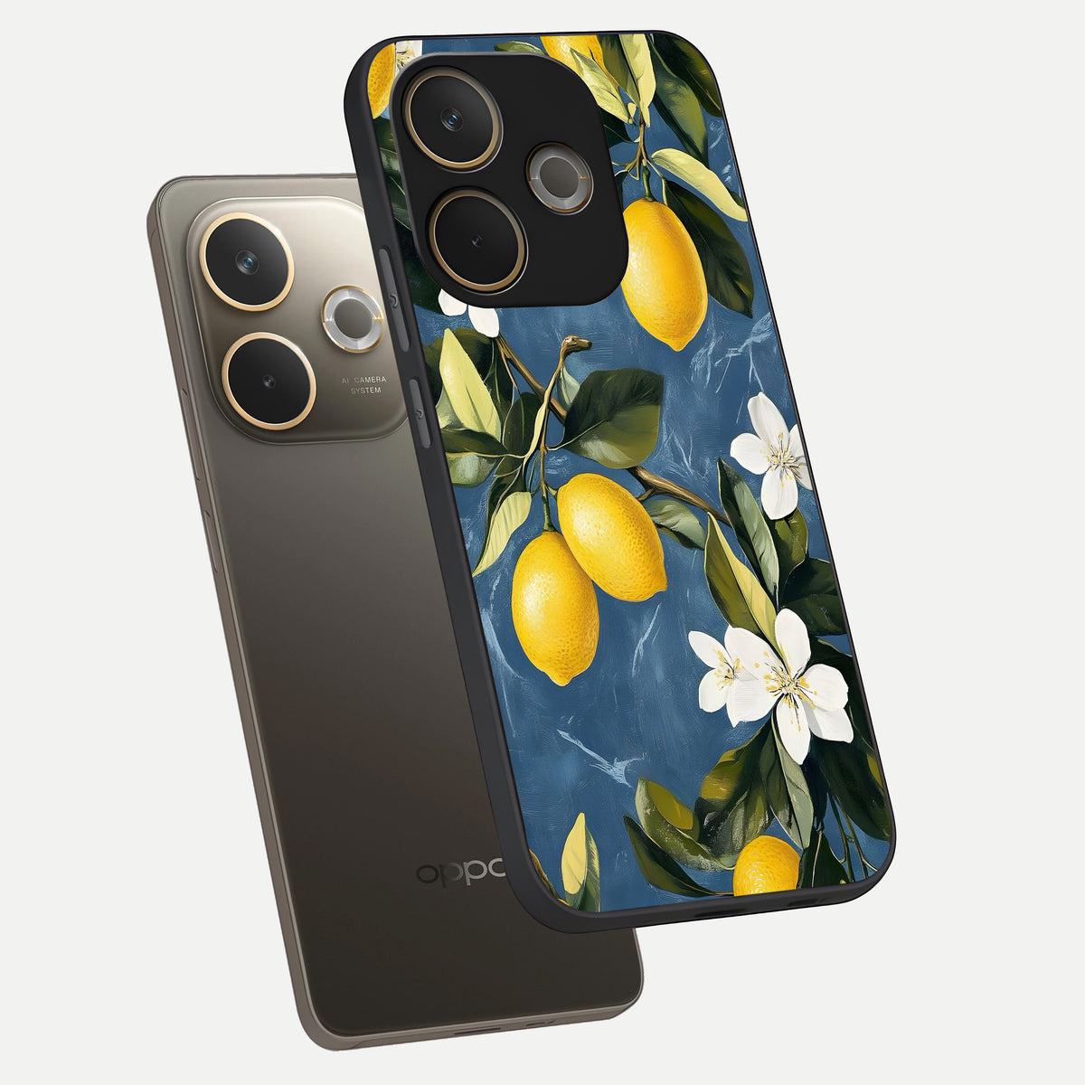 Lemon Dream Garden phone case For Oppo A5 Pro showing premium glass back cover with detailed artwork
