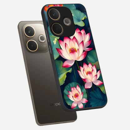  Lotus Dream Serenity phone case For Oppo A5 Pro showing premium glass back cover with detailed artwork
