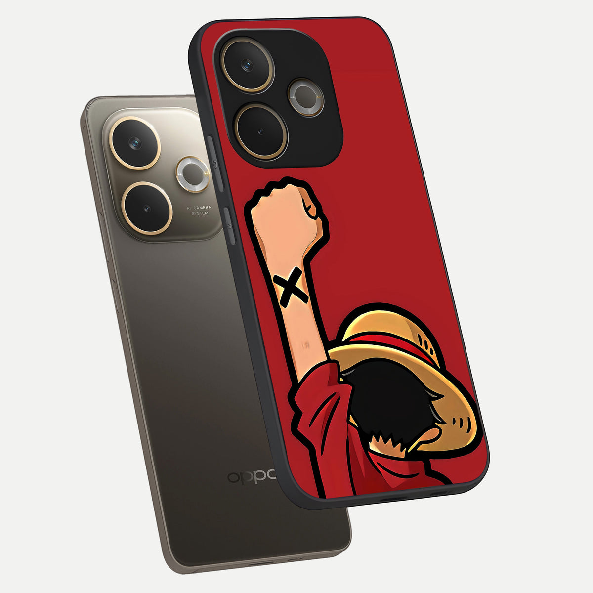  Luffy X Spirit phone case For Oppo A5 Pro showing premium glass back cover with detailed artwork