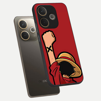  Luffy X Spirit phone case For Oppo A5 Pro showing premium glass back cover with detailed artwork