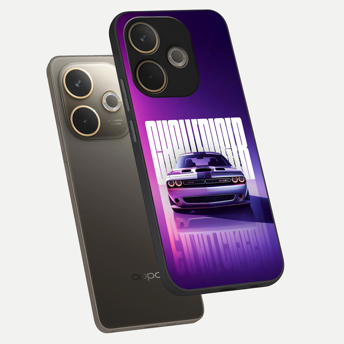  Midnight Muscle Ride phone case For Oppo A5 Pro showing premium glass back cover with detailed artwork