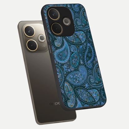  Midnight Paisley Glow phone case For Oppo A5 Pro showing premium glass back cover with detailed artwork