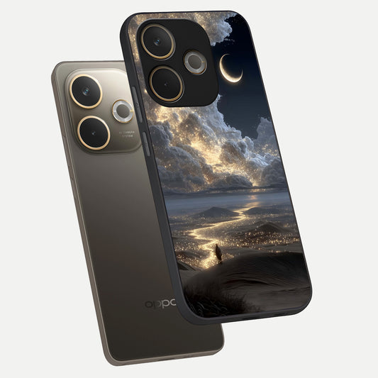  Moonlight Spark Path phone case For Oppo A5 Pro showing premium glass back cover with detailed artwork