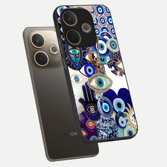  Mystic Charm Eye phone case For Oppo A5 Pro showing premium glass back cover with detailed artwork