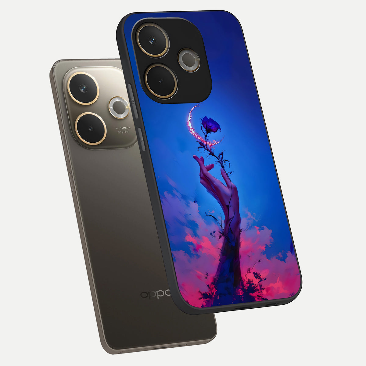  Mystic Hand phone case For Oppo A5 Pro showing premium glass back cover with detailed artwork