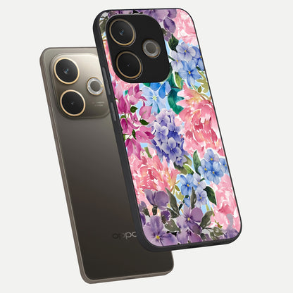  Pastel Floral Mix phone case For Oppo A5 Pro showing premium glass back cover with detailed artwork