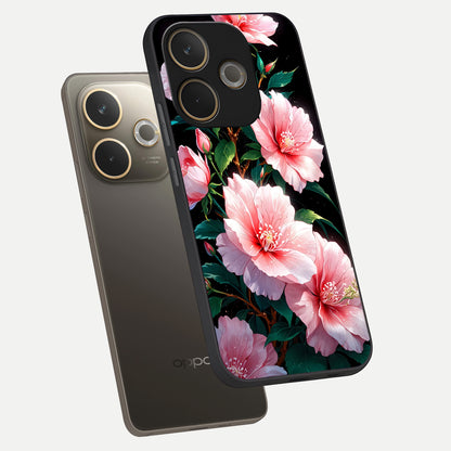  Peach Flower phone case For Oppo A5 Pro showing premium glass back cover with detailed artwork