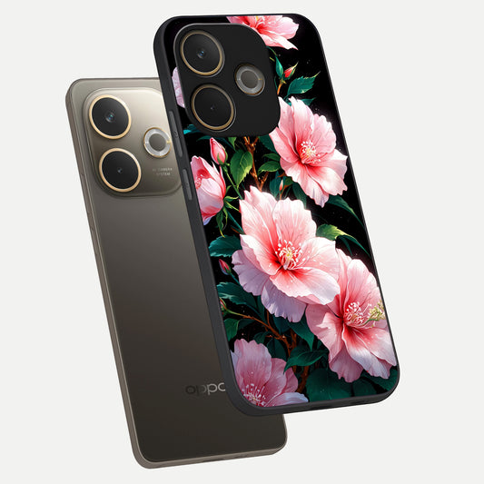  Peach Flower phone case For Oppo A5 Pro showing premium glass back cover with detailed artwork