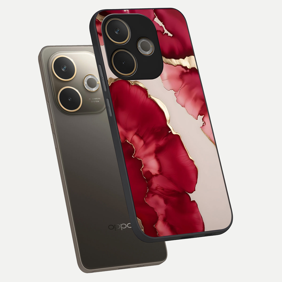  Pink And White Marble phone case For Oppo A5 Pro showing premium glass back cover with detailed artwork