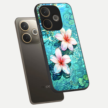  Pink Flowers in Water phone case For Oppo A5 Pro showing premium glass back cover with detailed artwork