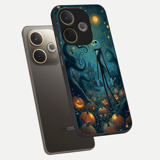  Pumpkin Moonlight Tale phone case For Oppo A5 Pro showing premium glass back cover with detailed artwork