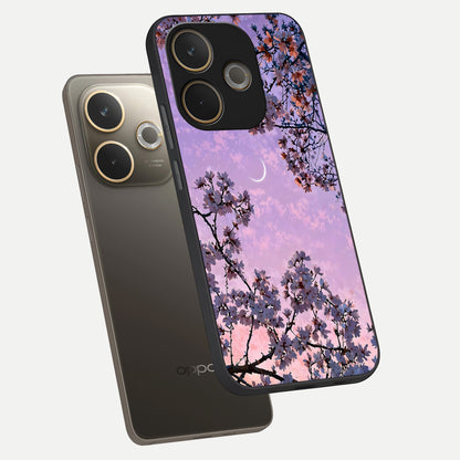  Purple Serenity Moon phone case For Oppo A5 Pro showing premium glass back cover with detailed artwork