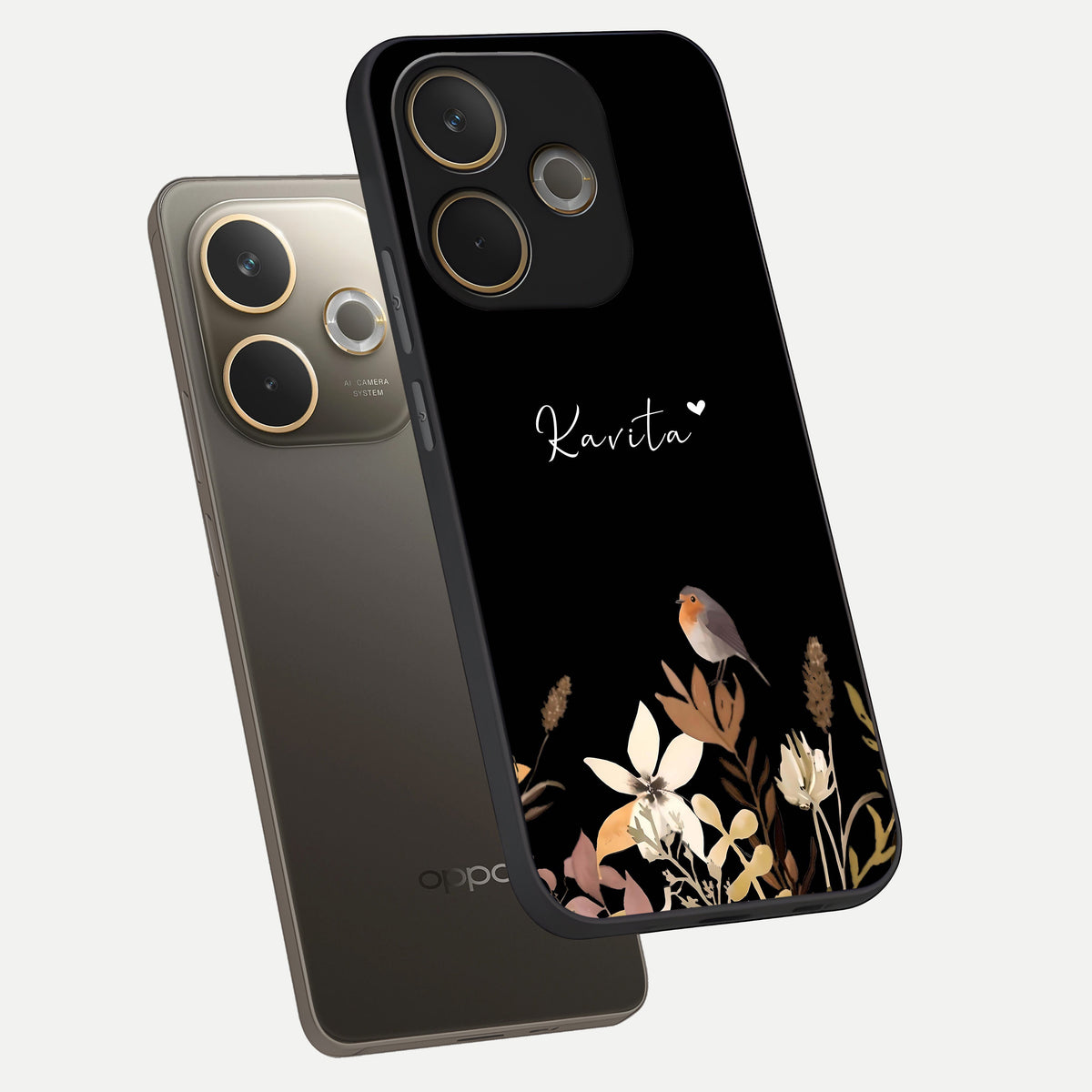 Quiet Garden Tune Custom Name phone case For Oppo A5 Pro showing premium glass back cover with detailed artwork