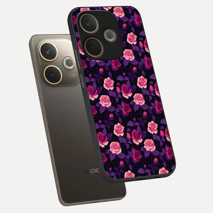  Rose Garden Twilight phone case For Oppo A5 Pro showing premium glass back cover with detailed artwork