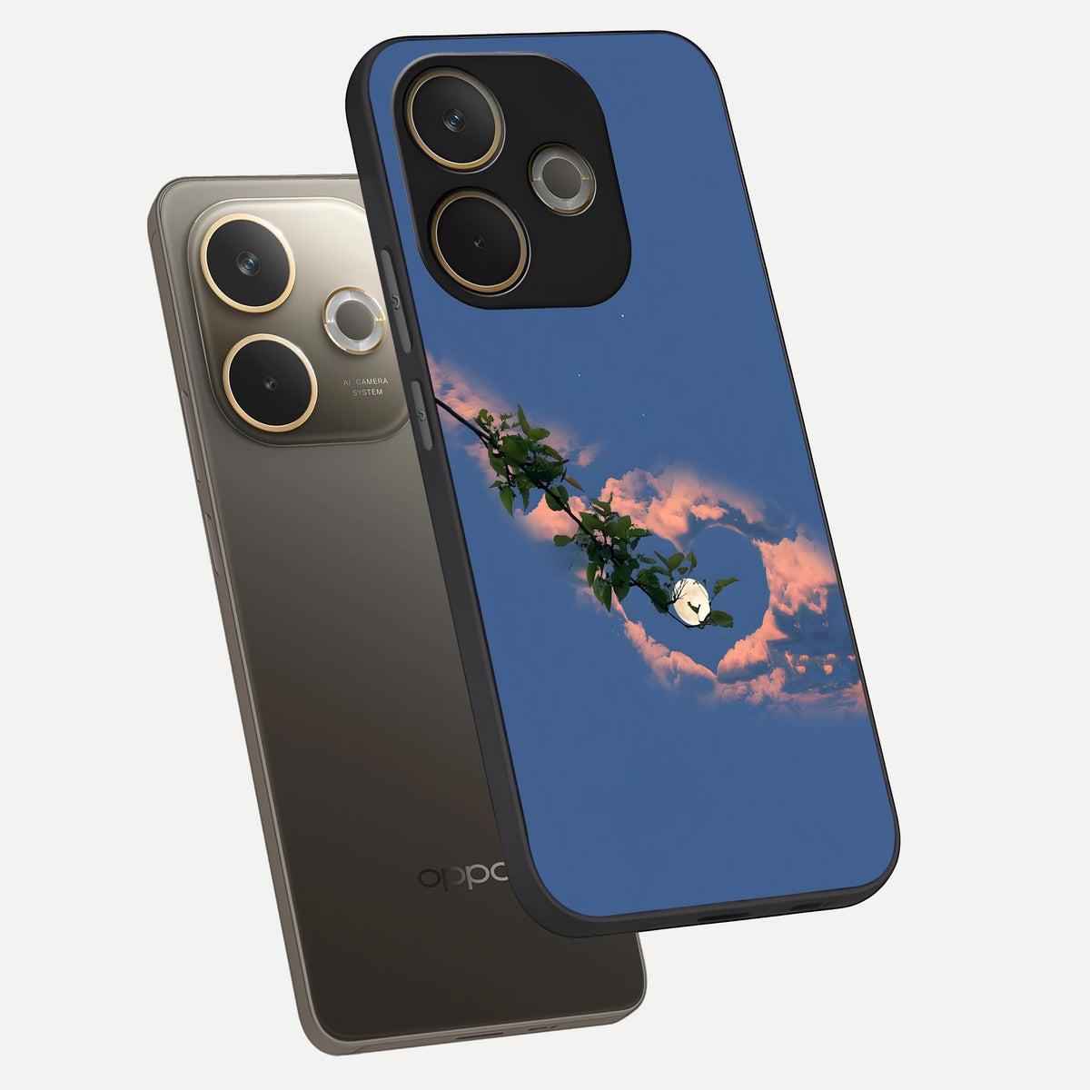  Sky Under Tree phone case For Oppo A5 Pro showing premium glass back cover with detailed artwork