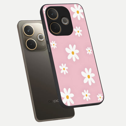  Soft Daisy Bliss phone case For Oppo A5 Pro showing premium glass back cover with detailed artwork