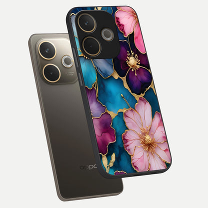  Sparkle Floral phone case For Oppo A5 Pro showing premium glass back cover with detailed artwork