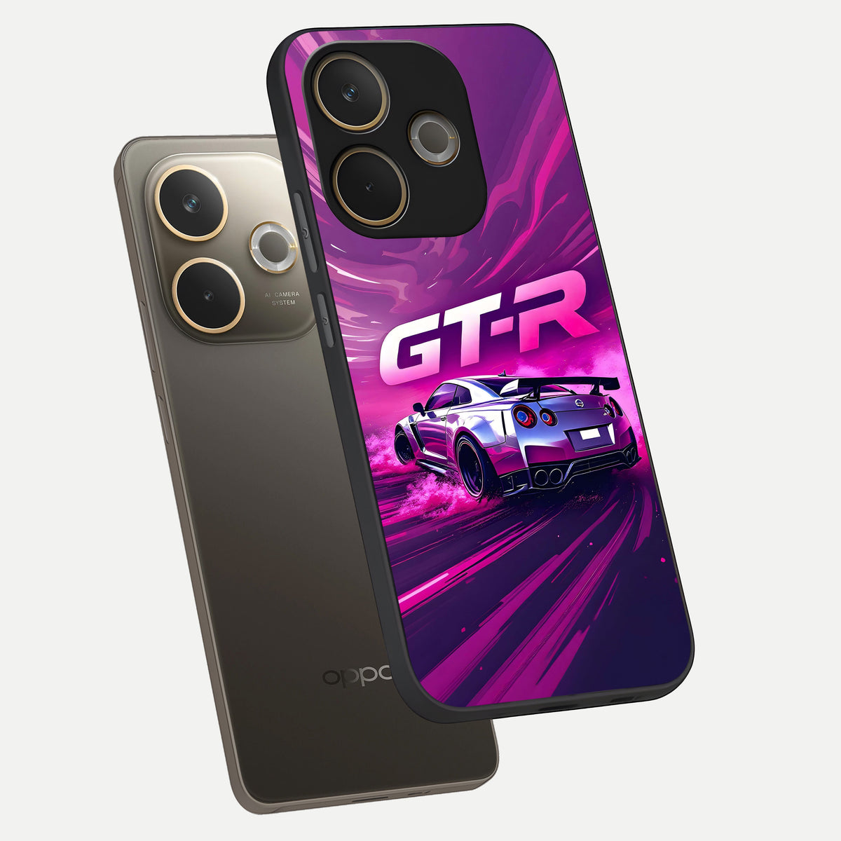  Speed Drift Legend phone case For Oppo A5 Pro showing premium glass back cover with detailed artwork