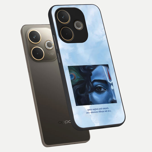  Spiritual Krishna phone case For Oppo A5 Pro showing premium glass back cover with detailed artwork