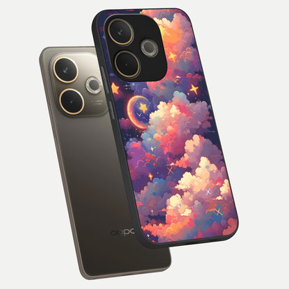  Starlit Dream Clouds phone case For Oppo A5 Pro showing premium glass back cover with detailed artwork