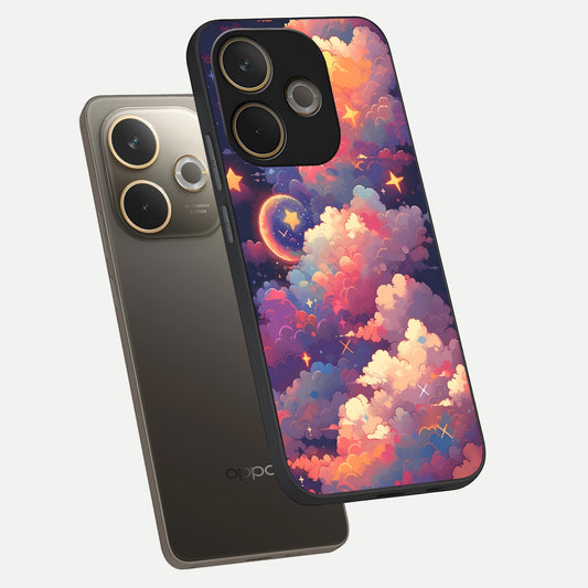  Starlit Dream Clouds phone case For Oppo A5 Pro showing premium glass back cover with detailed artwork