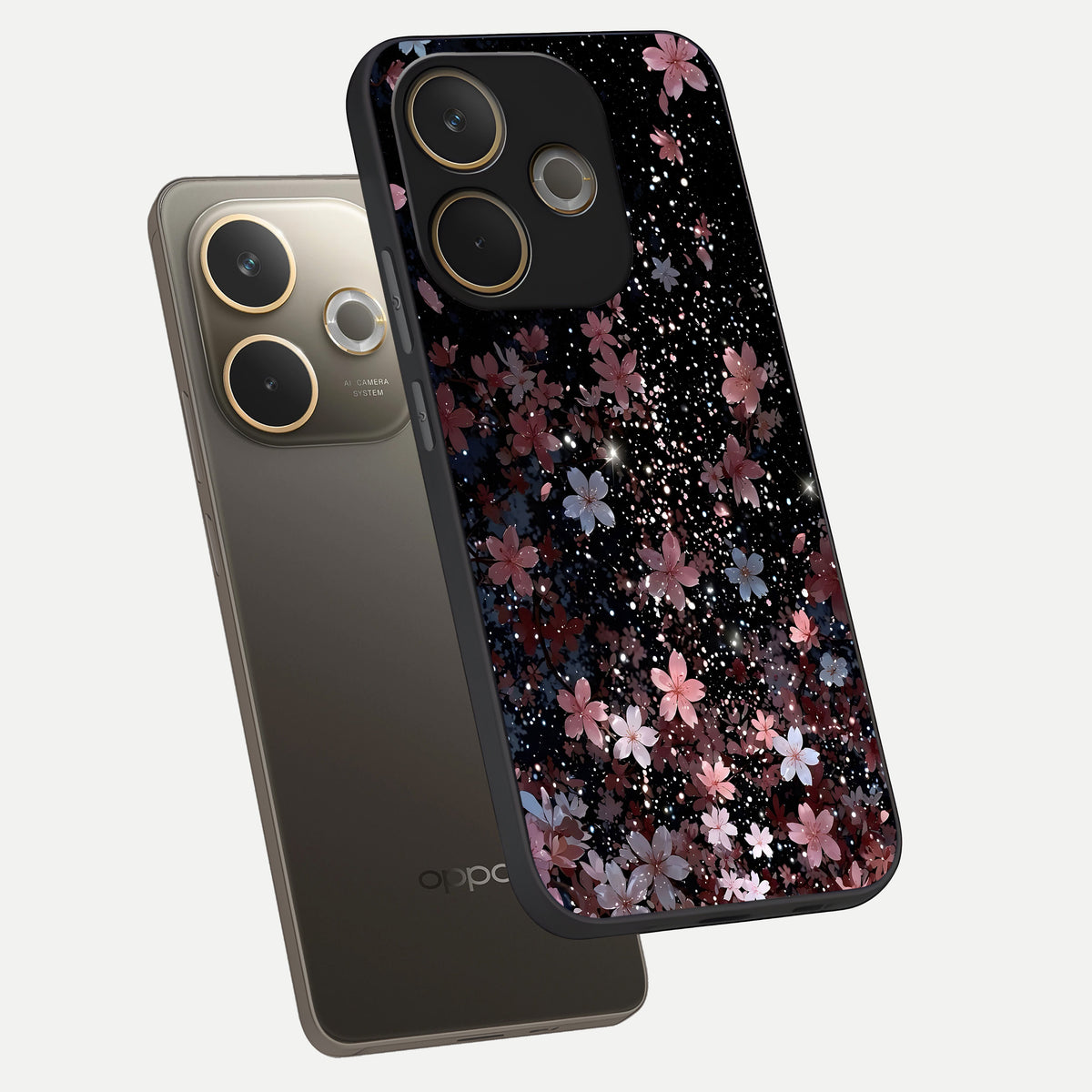  Starlit Flower Dreams phone case For Oppo A5 Pro showing premium glass back cover with detailed artwork
