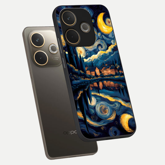 Starry Sky Serenity phone case For Oppo A5 Pro showing premium glass back cover with detailed artwork