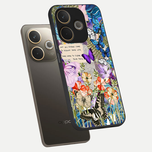  Storm Path Bloom phone case For Oppo A5 Pro showing premium glass back cover with detailed artwork