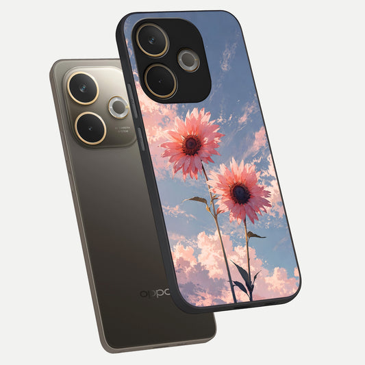  Sun Moon Balance phone case For Oppo A5 Pro showing premium glass back cover with detailed artwork