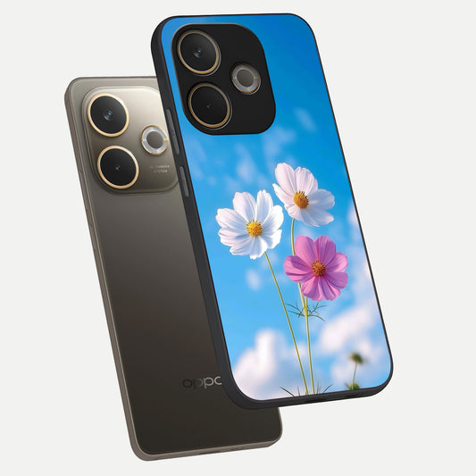  Tripple Flowers With Sky phone case For Oppo A5 Pro showing premium glass back cover with detailed artwork