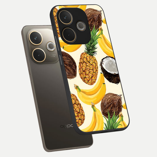  Tropical Fruit Mood phone case For Oppo A5 Pro showing premium glass back cover with detailed artwork