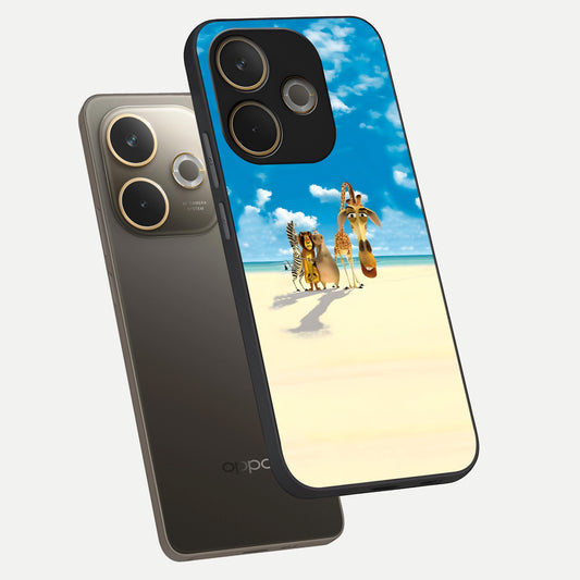  Tropical Fun Squad phone case For Oppo A5 Pro showing premium glass back cover with detailed artwork