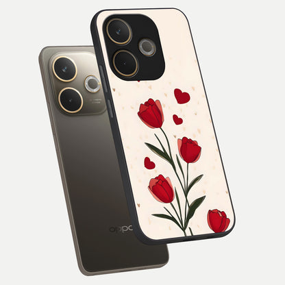  Tulip With Heart phone case For Oppo A5 Pro showing premium glass back cover with detailed artwork