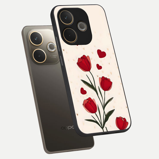  Tulip With Heart phone case For Oppo A5 Pro showing premium glass back cover with detailed artwork