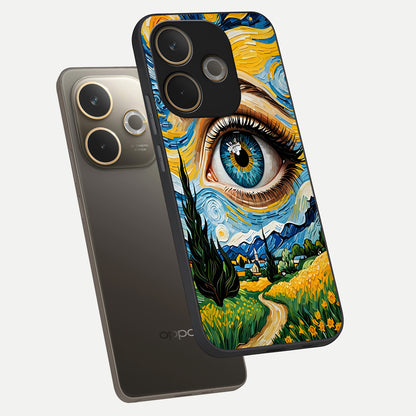  Van Gogh Eye phone case For Oppo A5 Pro showing premium glass back cover with detailed artwork